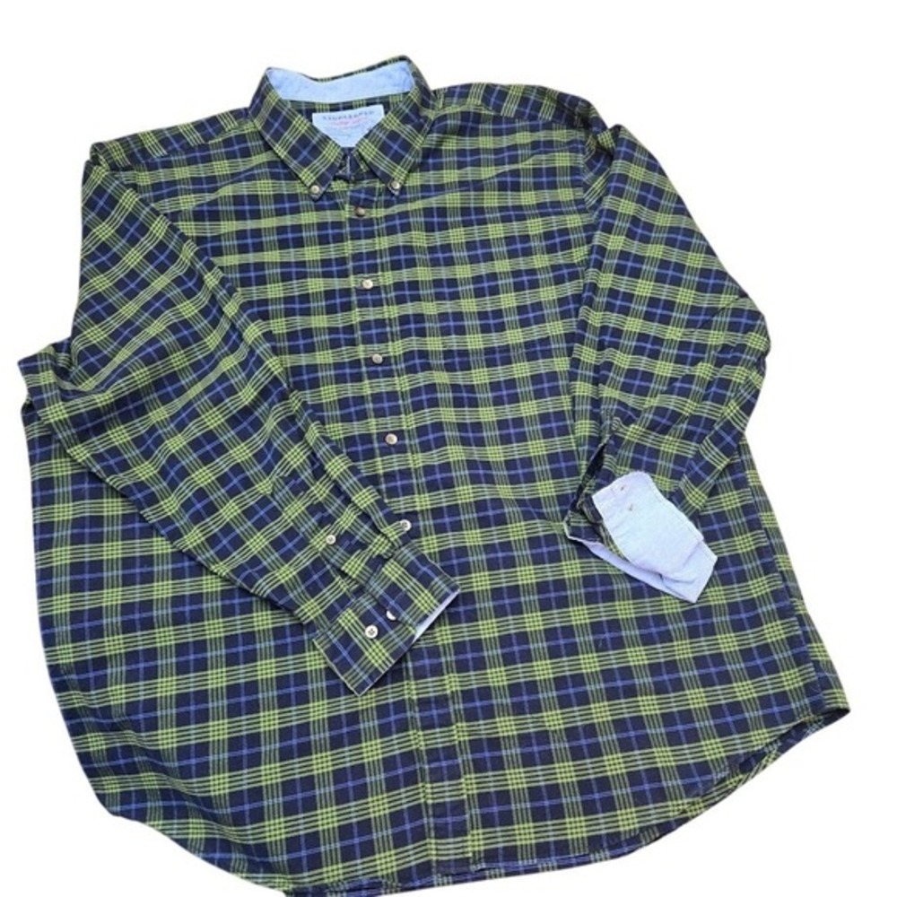 Saddlebred Flannel Shirt Vintage Oxford Plaid Button Up‎ Long Slv Sz XXL